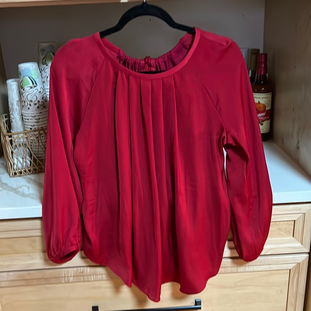 Loft red dressy blouse; small; tie in the back accent; excellent condition